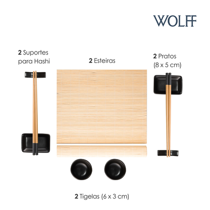 Conjunto 10 Peças para Sushi de Bambu Okinawa - Wolff