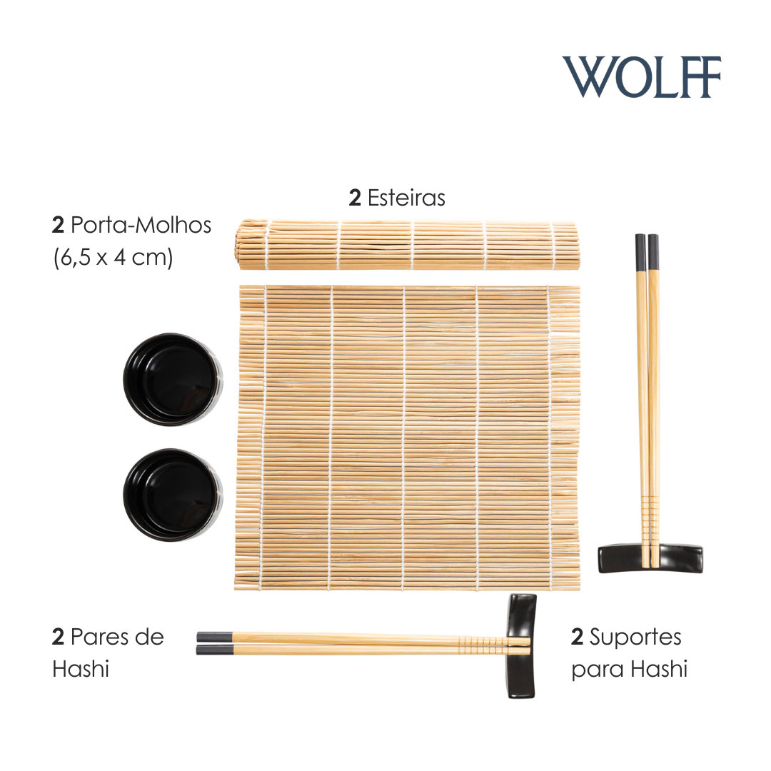 Conjunto 8 Peças para Sushi de Bambu Naka - Wolff