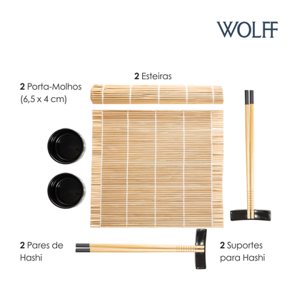 Conjunto 8 Peças para Sushi de Bambu Naka - Wolff