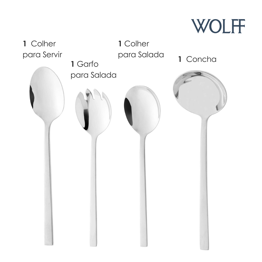 Conjunto 4 Talheres para Servir de Aço Inox Firenze - Wolff