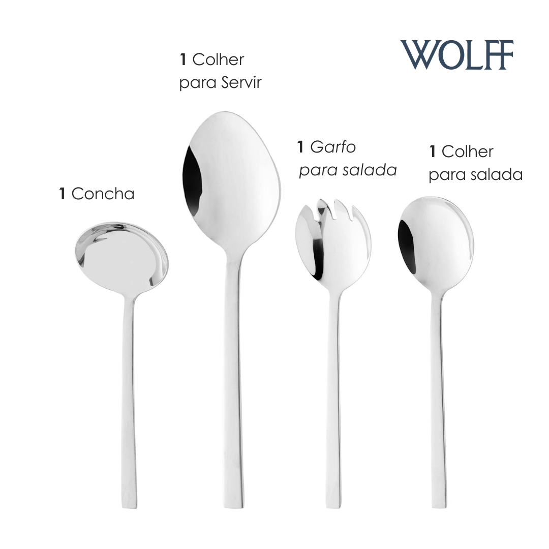 Conjunto 4 Peças para Servir Berna Aço Inox - Wolff