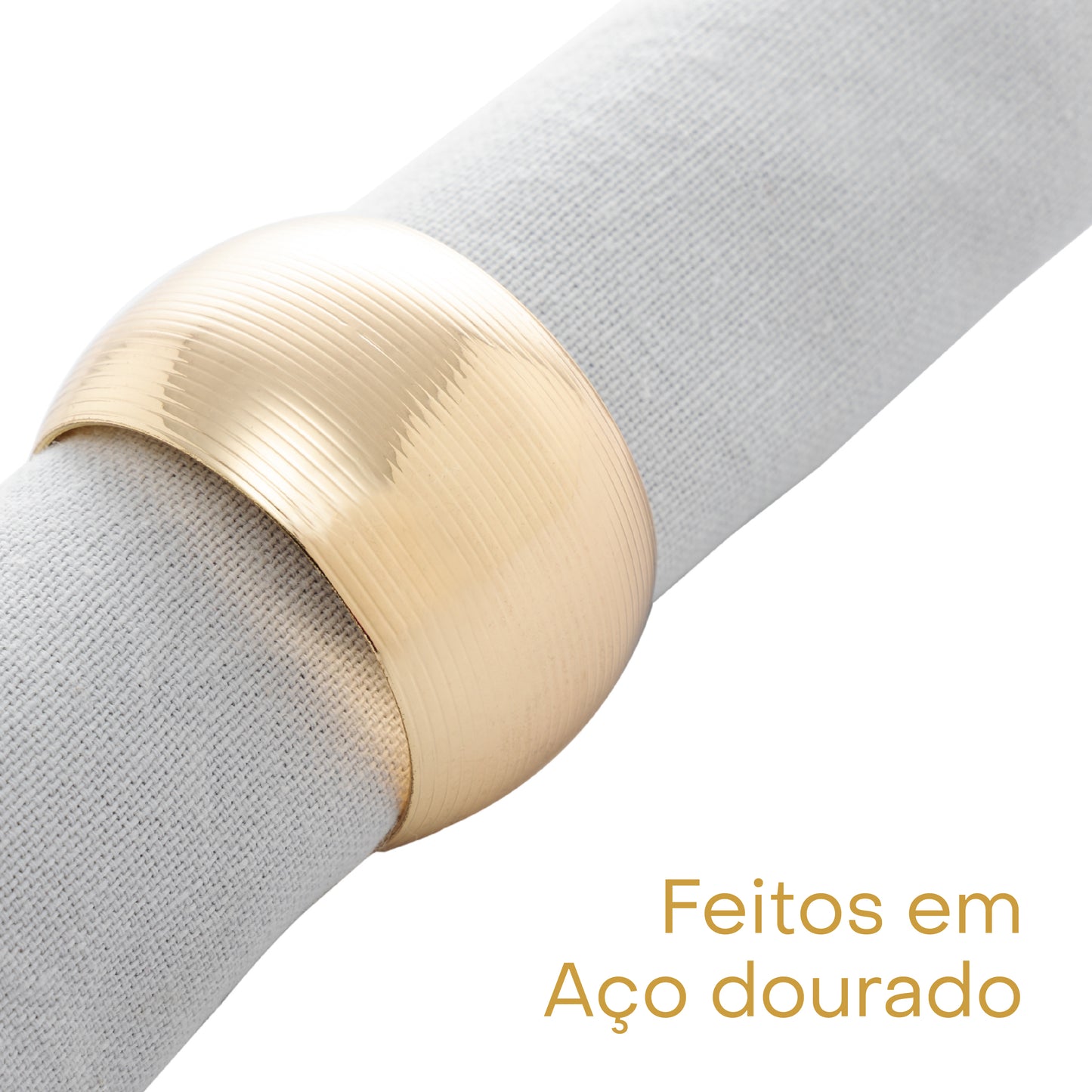 Conjunto 4 Anéis para Guardanapo de Aço Circle Dourado - Lyor
