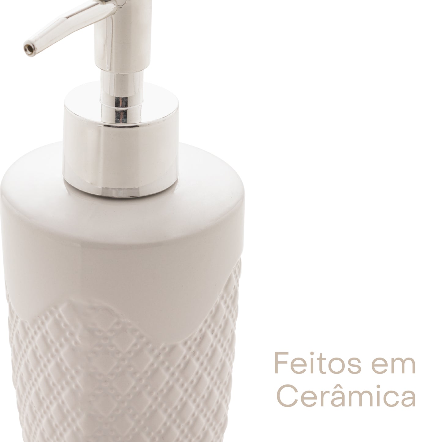 Conjunto 3 Peças para Banheiro de Cerâmica Summit Branco e Prata - Lyor