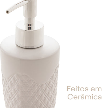 Conjunto 3 Peças para Banheiro de Cerâmica Summit Branco e Prata - Lyor