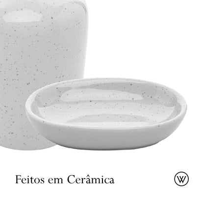 Conjunto 2 Peças para Banheiro de Cerâmica Dots Branco - Wolff