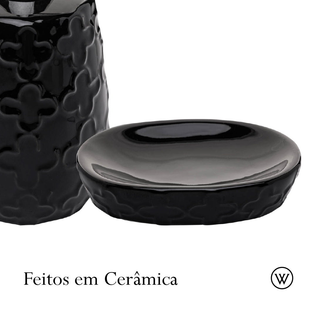 Conjunto 2 Peças para Banheiro de Cerâmica Clover Preto - Wolff