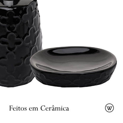 Conjunto 2 Peças para Banheiro de Cerâmica Clover Preto - Wolff