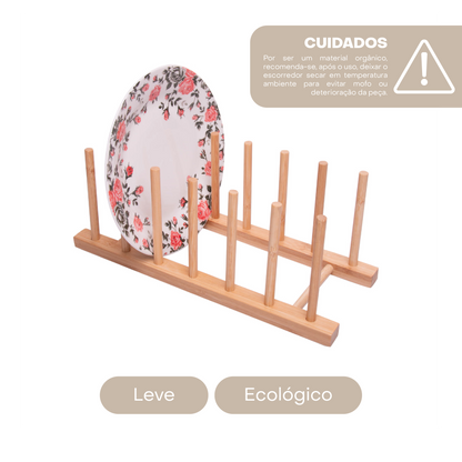 Escorredor de Pratos Nature 30cm X 12cm X 12cm Bambu - Lyor