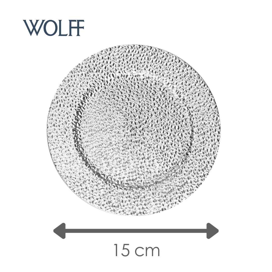 Sousplat de Plástico Martelado Prateado 33cm - Wolff