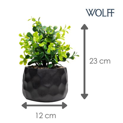 Cachepot de Cimento com Planta Artificial Prisma Preto 10cm x 29cm - Wolff