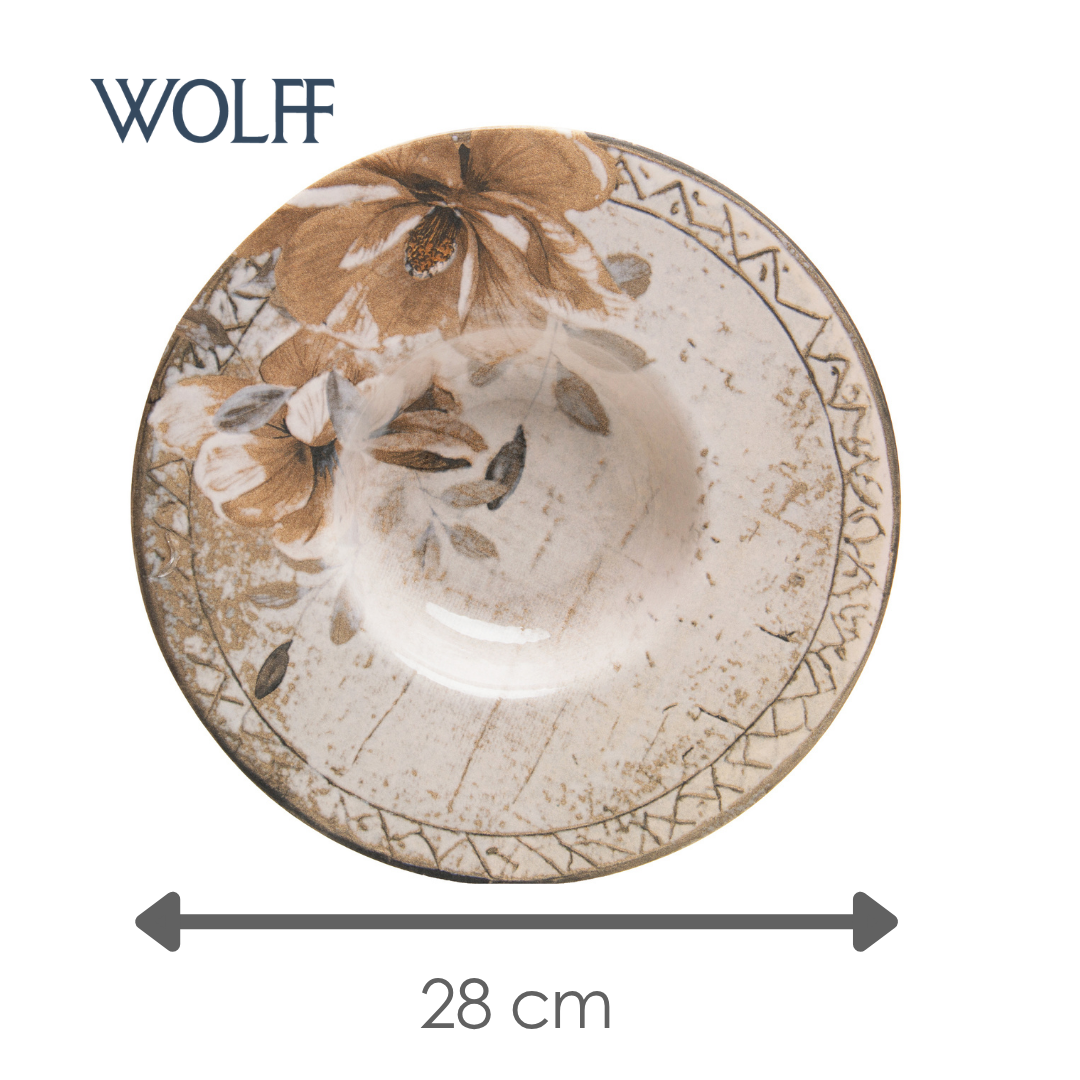 Prato Risoto Magnólia 28cm Bege Cerâmica - Wolff
