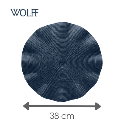 Lugar Americano de Polipropileno Babado Azul 38cm - Wolff