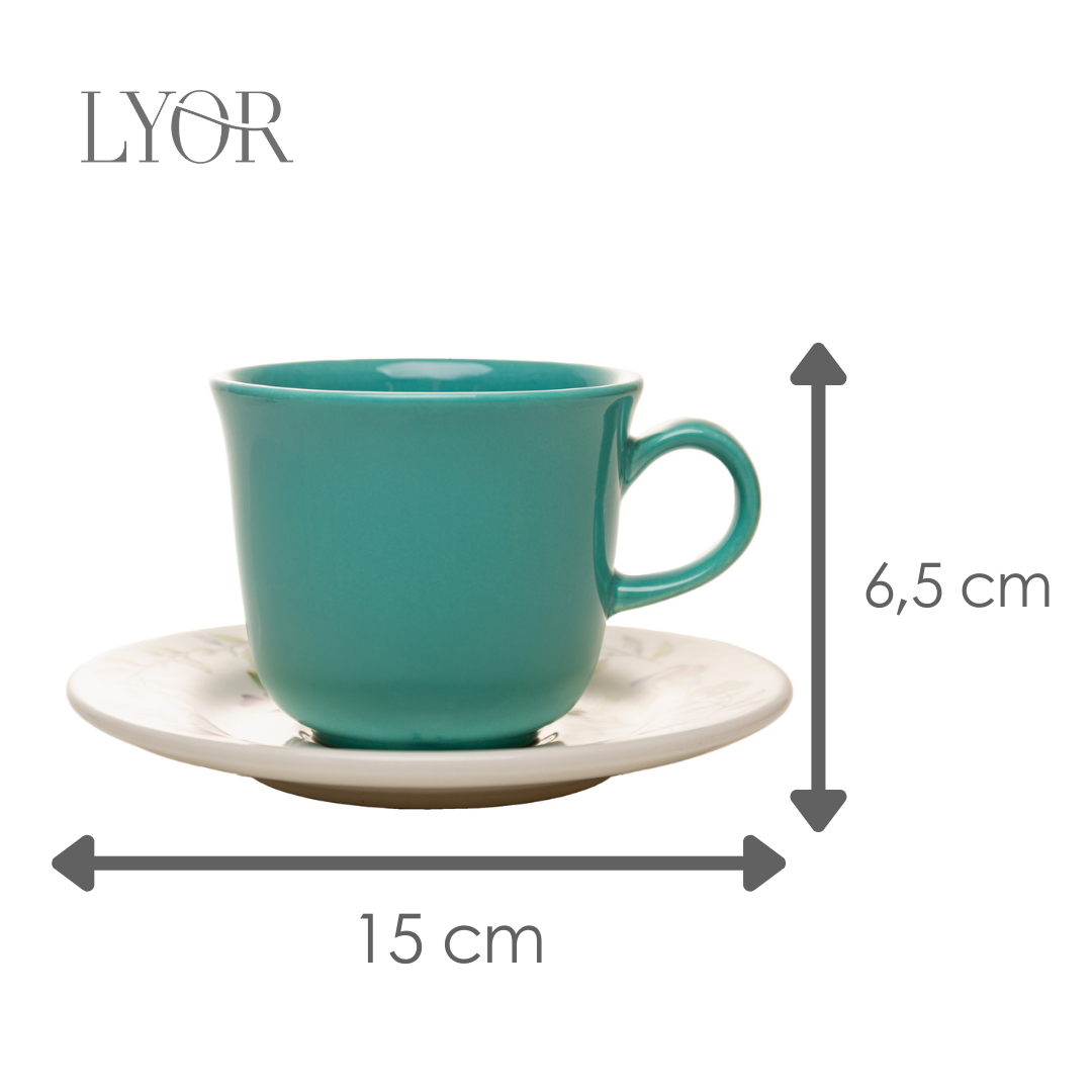 Xícara Chá Botanique 260ml Verde Cerâmica - Lyor