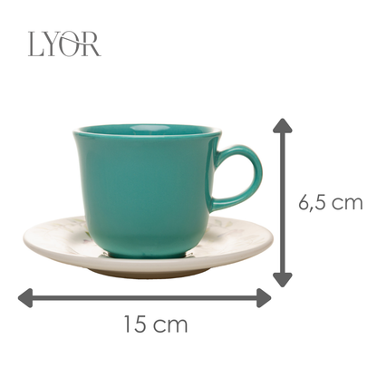 Xícara Chá Botanique 260ml Verde Cerâmica - Lyor