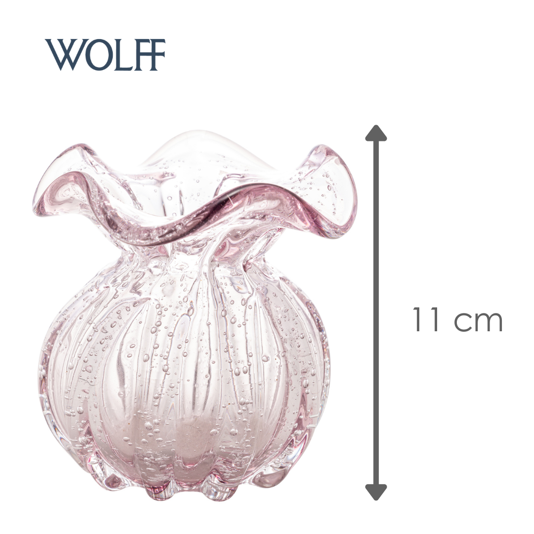 Vaso de Vidro Italy Rosa Claro 10cm x 11cm - Wolff
