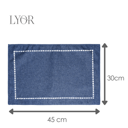 Jogo Americano de Poliéster e Linho Lévis Azul - Lyor