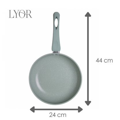 Frigideira de Indução Granito Chef 24cm Verde Alumínio com Revestimento Antiaderente - Lyor