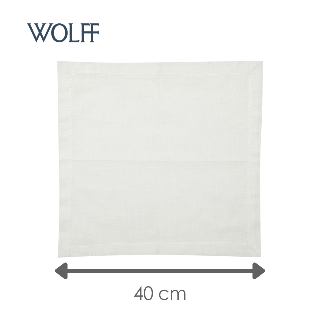 Conjunto 2 Guardanapos Ponto Ajour de Algodão Luxo Off White 40cm x 40cm - Wolff