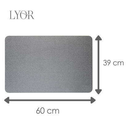 Tapete para Banheiro Stone 60cm x 39cm Cinza Escuro Pedra Diatomita - Lyor