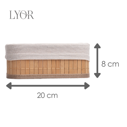 Conjunto 3 Cestos Retangulares de Bambu com Forro em Tecido - Lyor