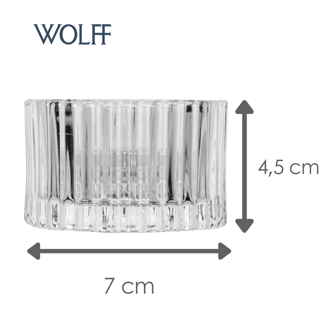 Conjunto 2 Porta Velas Lines 7cm x 7cm x 4,5cm Vidro - Wolff