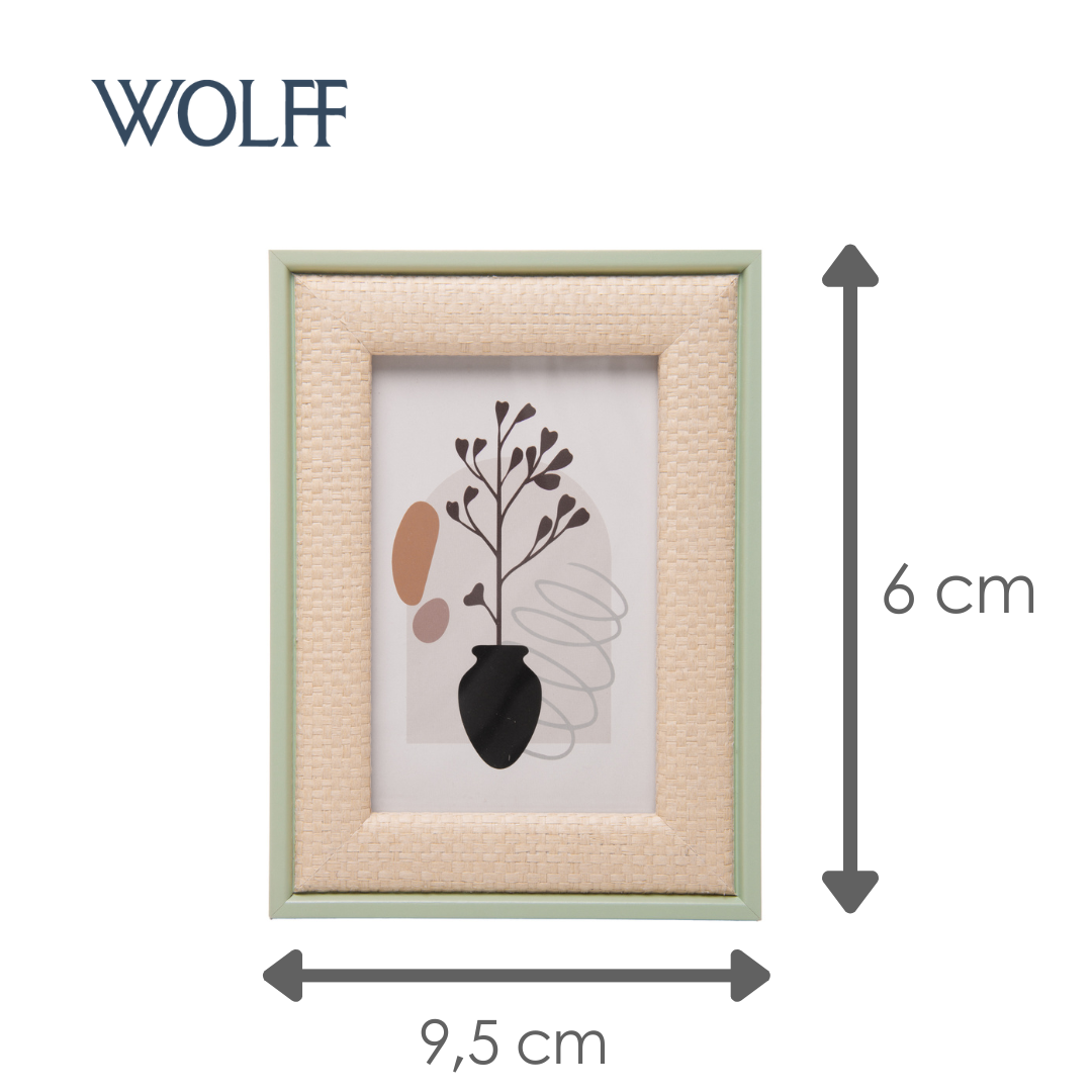Porta-Retrato Trançado Rústico 10cm x 15cm Verde MDF - Wolff