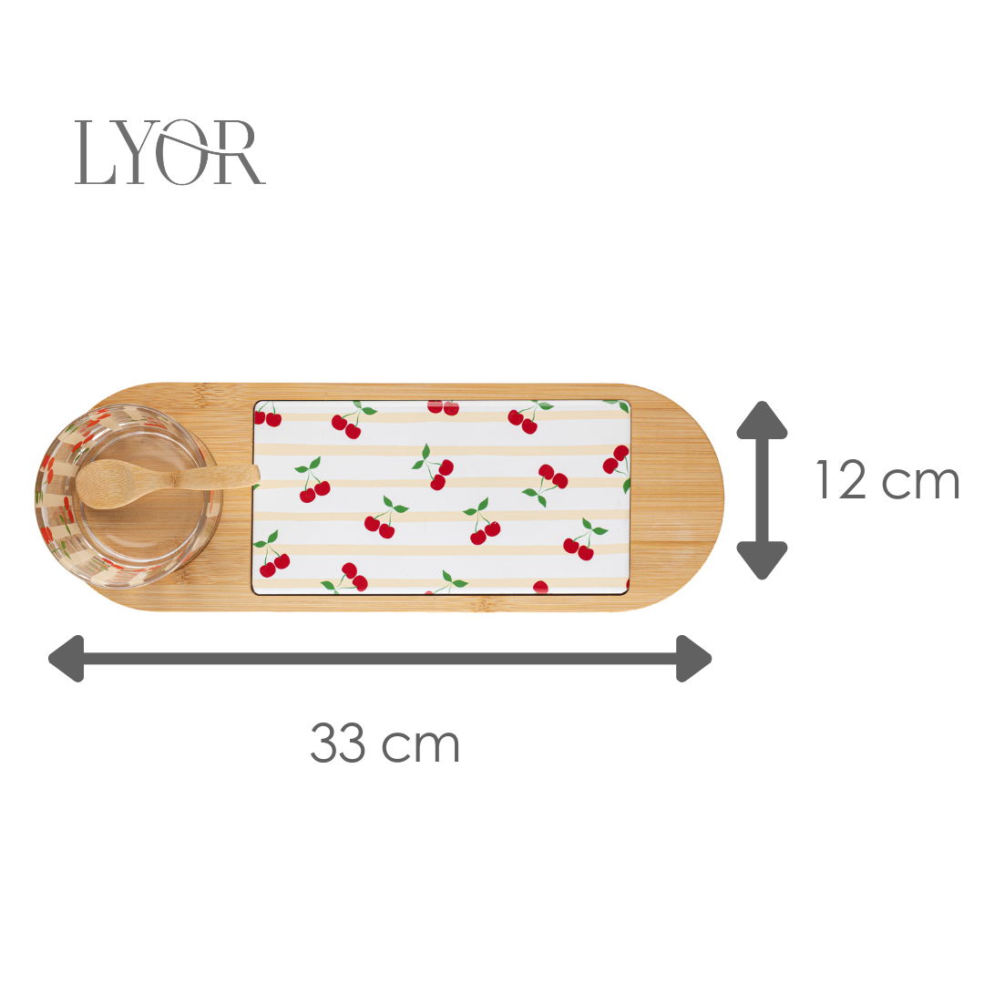 Conjunto 4 Peças para Servir Cherry 36cm x 12cm x 6cm Bambu - Lyor