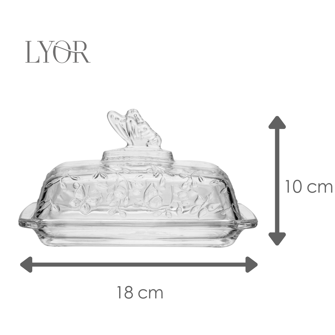 Manteigueira com Tampa New Butterfly 18cm x 10cm x 10,8cm Cristal Ecológico - Lyor