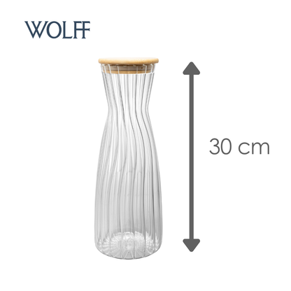 Garrafa de Vidro Borossilicato com Tampa de Bambu 1,6L - Wolff