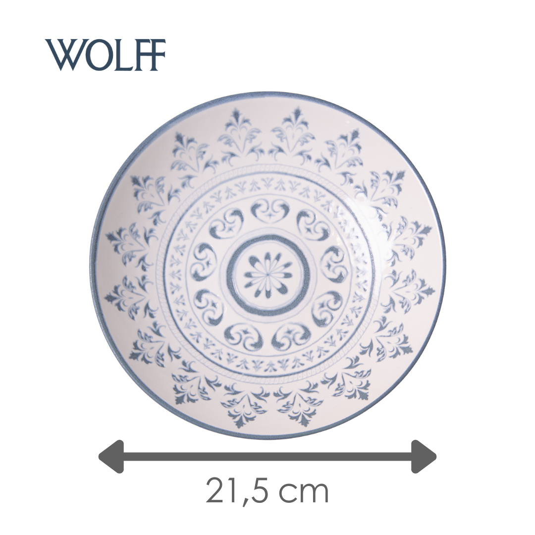 Prato Fundo Porto 21,5cm Azul Cerâmica - Wolff