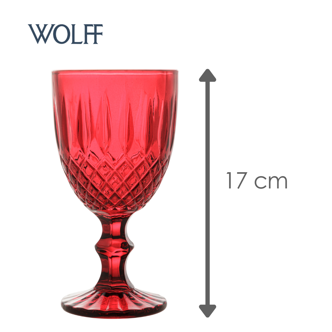 Taça Água Greek 320ml Vermelha Vidro – Wolff