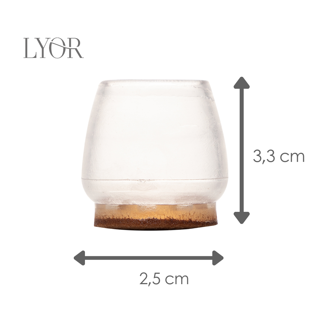 Conjunto 16 Protetores de Piso para Pés de Cadeira com Feltro 2,5cm x 3,5cm Incolor Silicone - Lyor