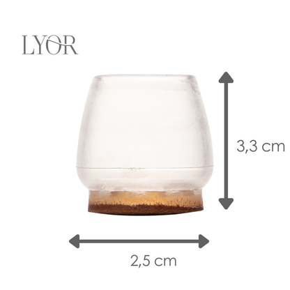 Conjunto 16 Protetores de Piso para Pés de Cadeira com Feltro 2,5cm x 3,5cm Incolor Silicone - Lyor