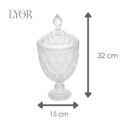 Potiche de Cristal com Pé Diamond 15cm x 32cm - Lyor