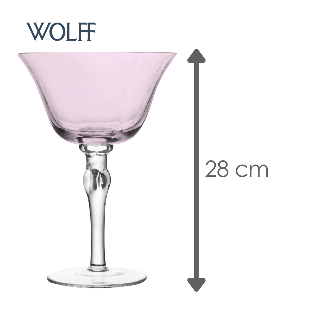 Conjunto 2 Taças Coupe Lily 300ml Rosa e Cinza Vidro - Wolff