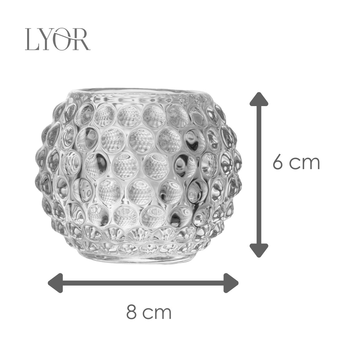 Porta Velas Bolhas 8cm x 8cm x 6cm Vidro - Lyor