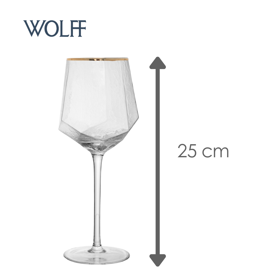 Conjunto 2 Taças de Vinho Taj com Fio De Ouro 600ml Cristal Ecológico - Wolff