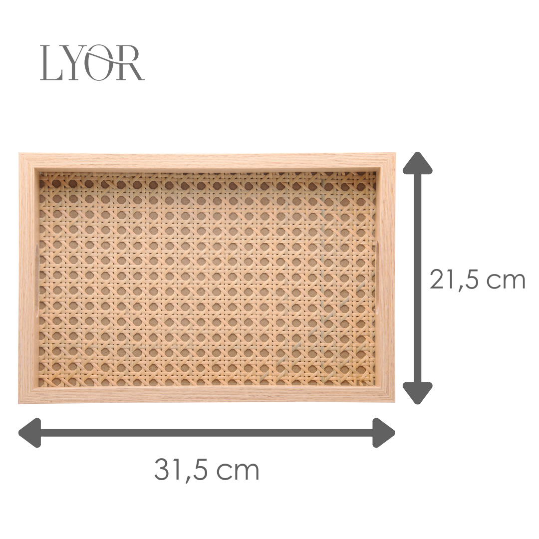 Bandeja Retangular de Mdf com Fundo Treliça 31,5cm x 4cm x 21,5cm - Lyor