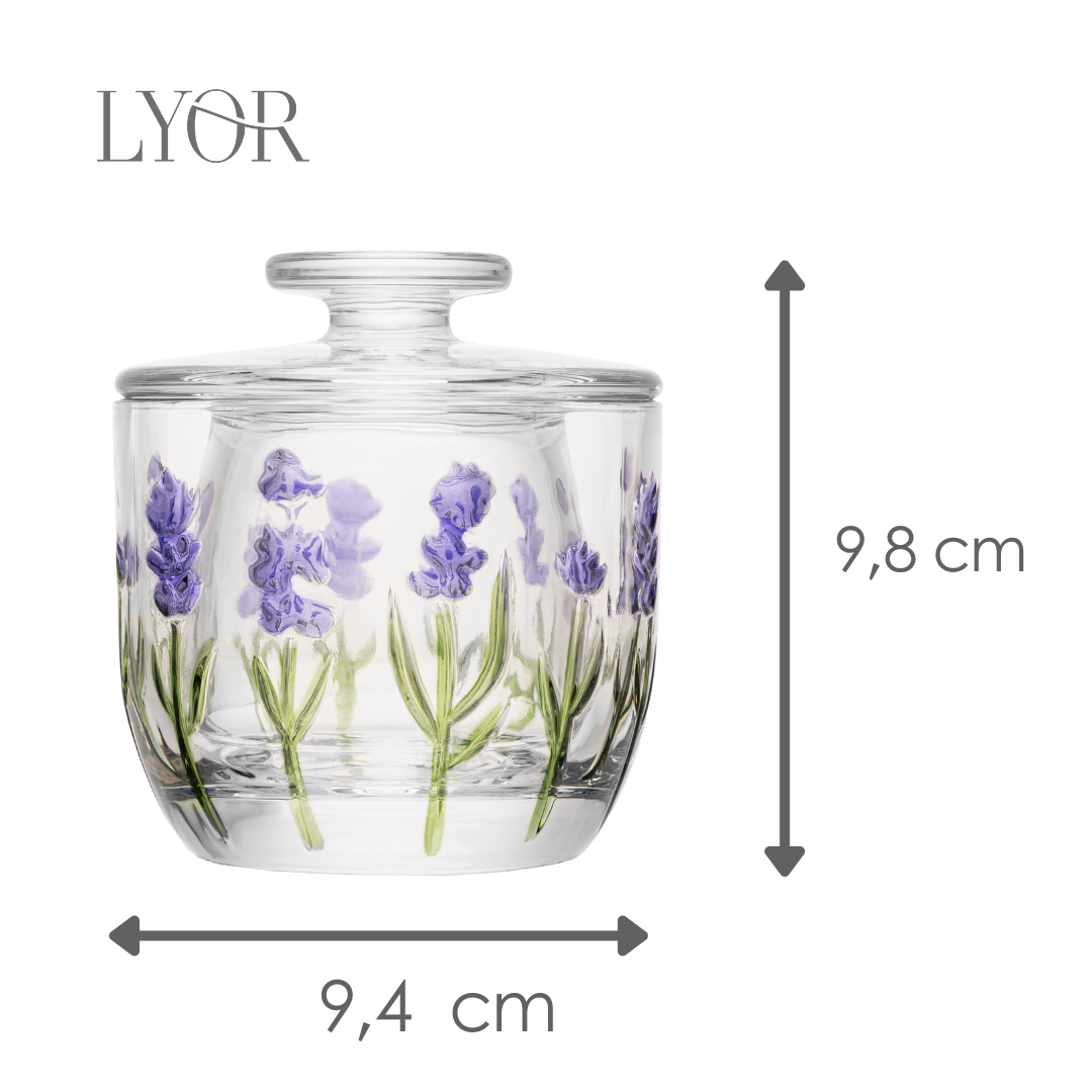Manteigueira Francesa Lavanda Hand Painting 9,40cm x 9,8cm Cristal Ecológico - Lyor