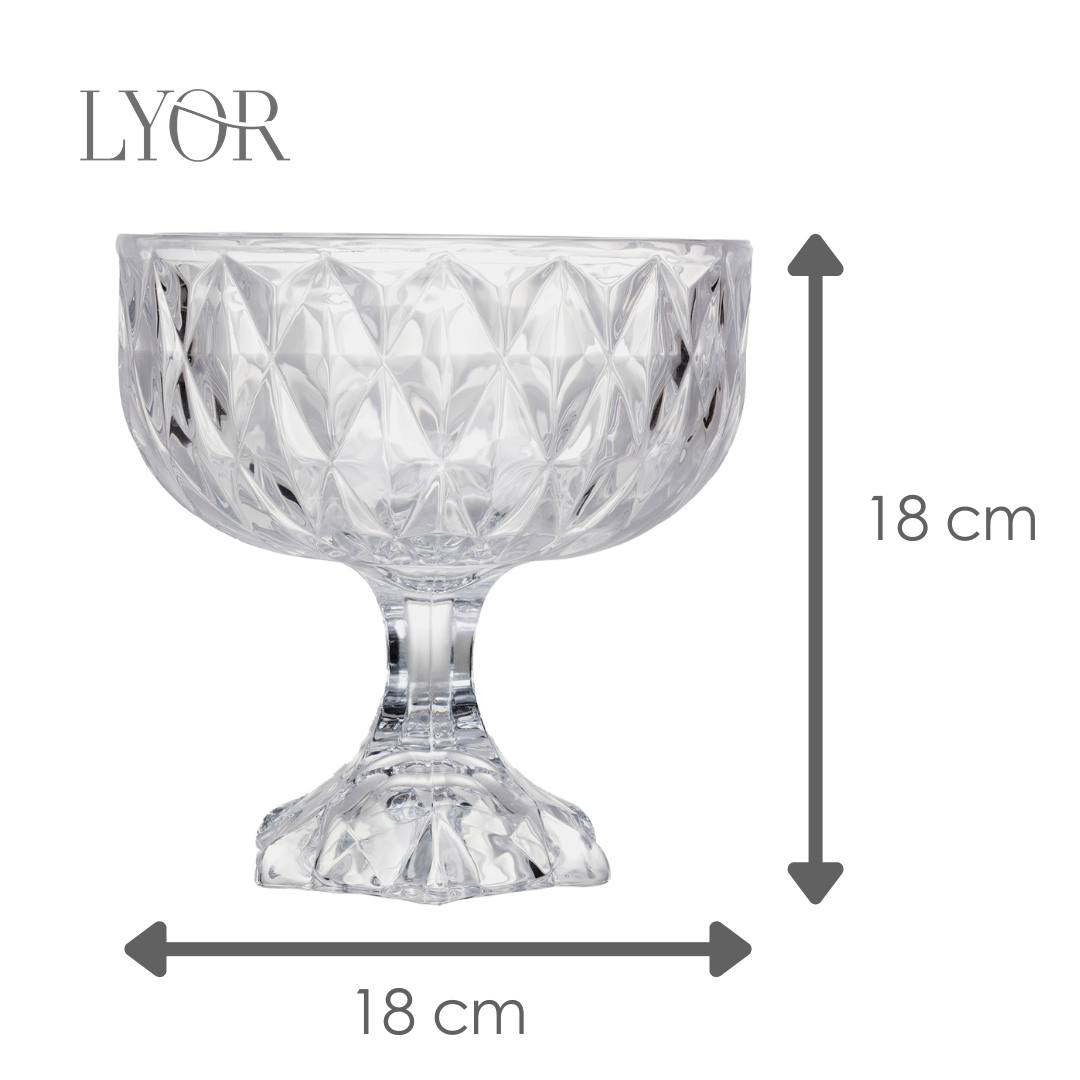 Centro de Mesa com Pé Diamond 18cm x 18cm Cristal - Lyor