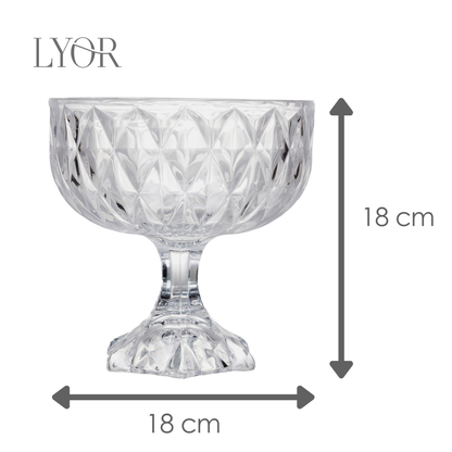 Centro de Mesa com Pé Diamond 18cm x 18cm Cristal - Lyor