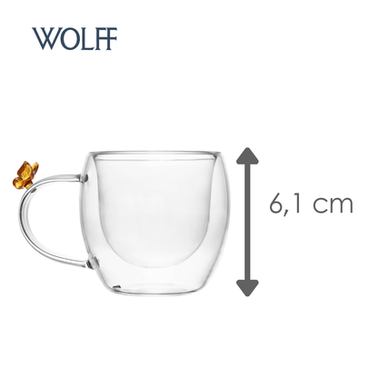 Conjunto 2 Xícaras de Café Sun Garden 80ml Vidro Borossilicato - Wolff
