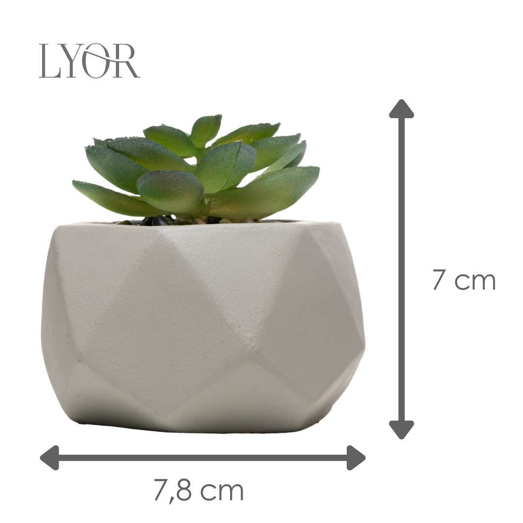 Cachepot com Sucelenta Artificial Prismatto 8cm x 7cm Cinza Cimento - Lyor