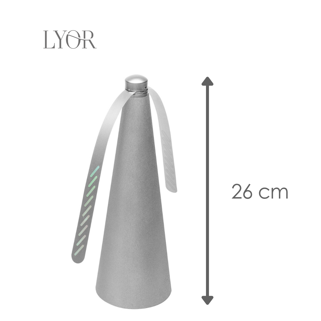 Ventilador Repelente de Mesa 9cm x 9cm x 26cm Prateado Plástico - Lyor