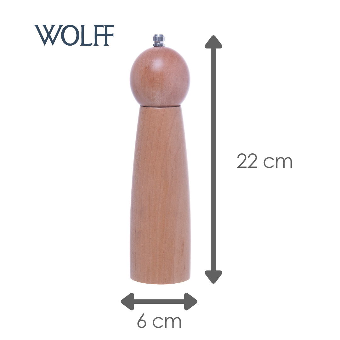 Moedor para Sal e Pimenta 22cm x 6cm Natural Madeira - Wolff