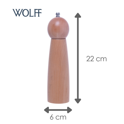 Moedor para Sal e Pimenta 22cm x 6cm Natural Madeira - Wolff