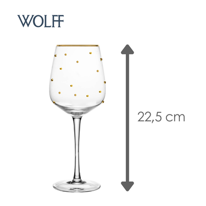 Conjunto 2 Taças de Vinho Balls Fio de Ouro 350ml Vidro - Wolff