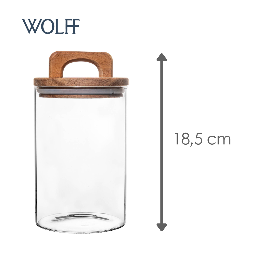 Porta Mantimento de Vidro Borossilicato com Tampa de Acácia 1L - Wolff