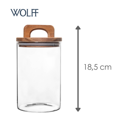 Porta Mantimento de Vidro Borossilicato com Tampa de Acácia 1L - Wolff