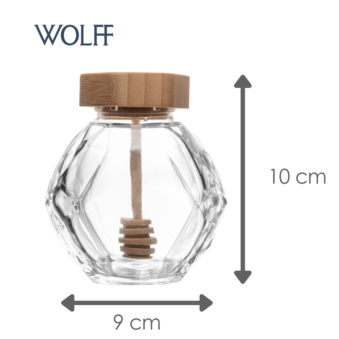 Meleira de Vidro com Pegador e Tampa de Bambu 200ml - Wolff